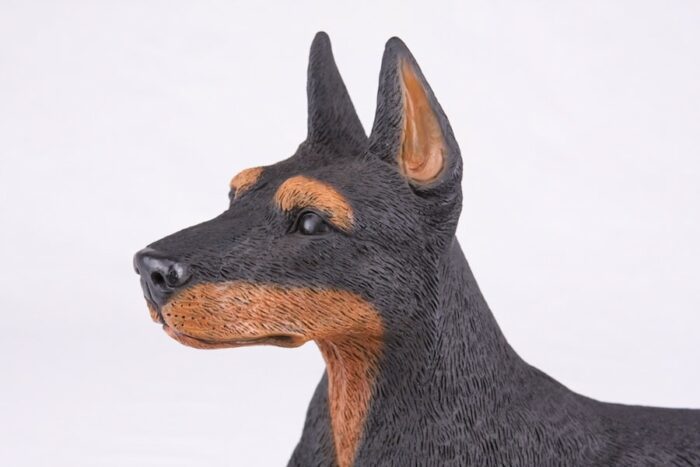 Doberman Pinscher pet dog cremation urn figurine, face