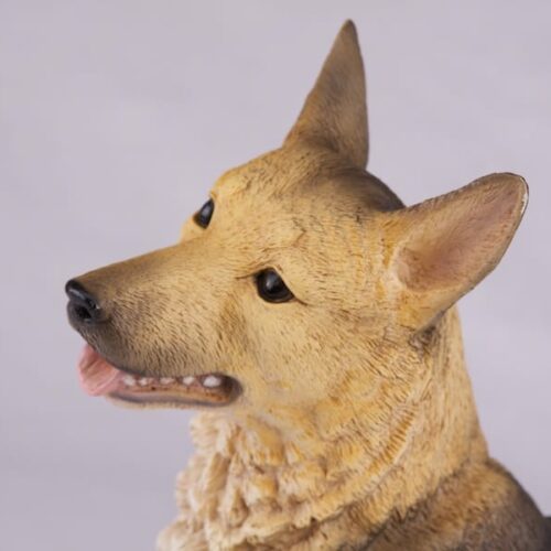 German Shepherd pet dog cremation urn figurine, face