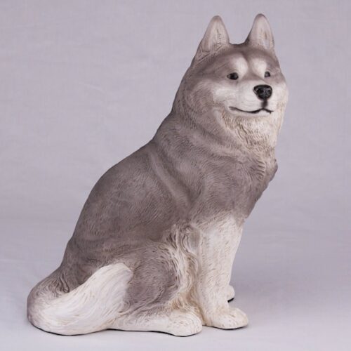 Husky pet dog cremation urn figurine