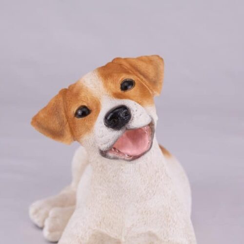 Jack Russell pet dog cremation urn figurine, face