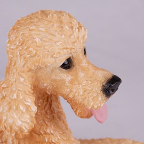 Tan Poodle pet dog cremation urn figurine, face