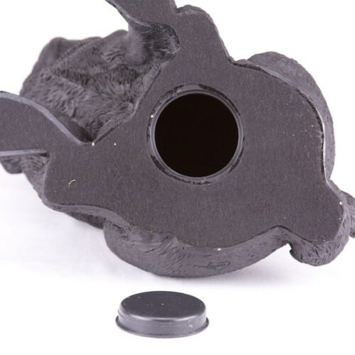 Black Pug pet dog cremation urn figurine, bottom