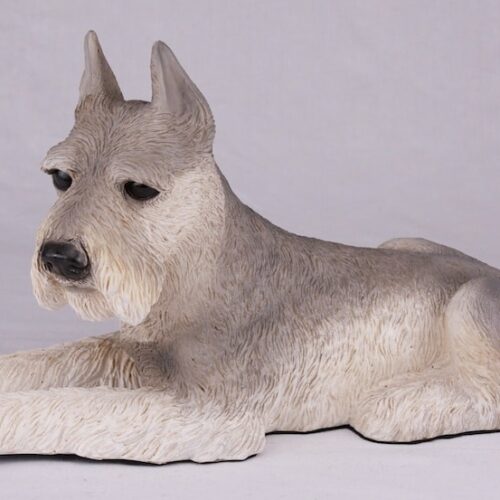 Schnauzer pet dog cremation urn figurine, ears up