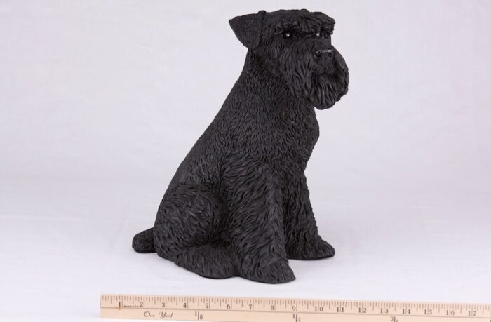 Black Schnauzer pet dog cremation urn figurine