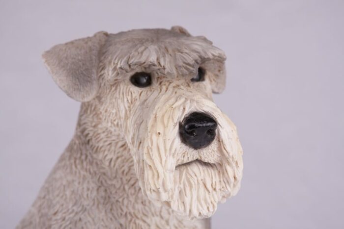 Schnauzer pet dog cremation urn figurine, face