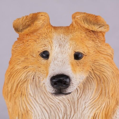 Shetland Sheepdog Sheltie pet dog cremation urn figurine, face