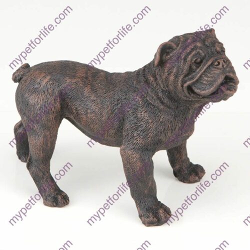 Bronze style dog cremation urn, bulldog