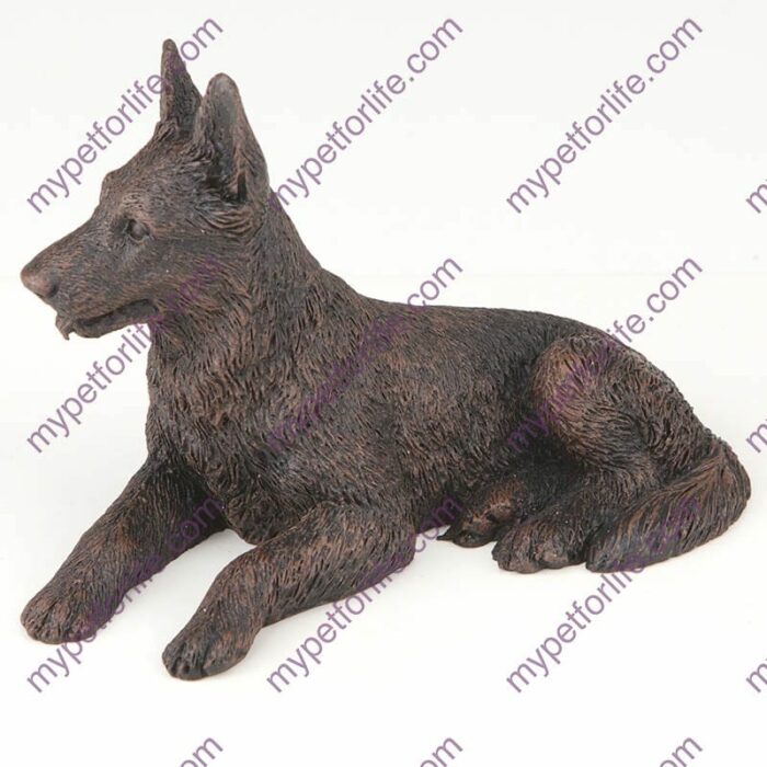 Bronze style dog cremation urn, german shepherd