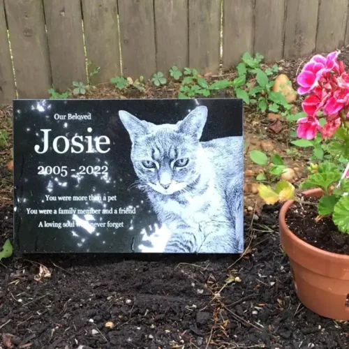 Josie cat engraved granite headstone
