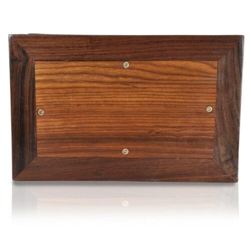 Stately wood cremation urn, bottom