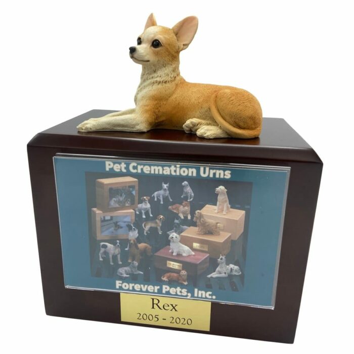 Chihuahu dog figurine memorial funeral cremation urn