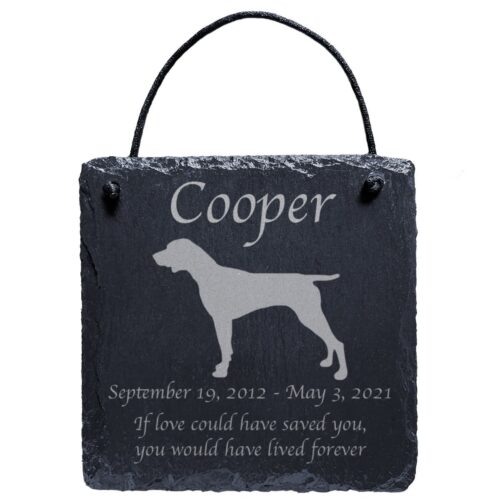 Engraved silhouette memorial slate plaque, cord, German Shorthaired Pointer 1