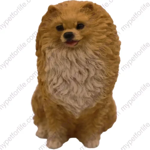 Brown Pomeranian dog figurine for memorial urn