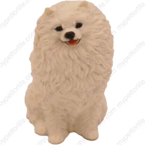 White Pomeranian dog figurine for memorial urn