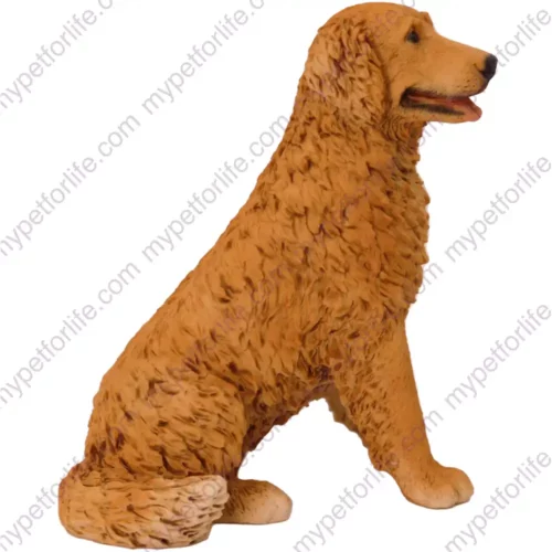 Sitting Golden Retriever dog figurine for memorial urn, side