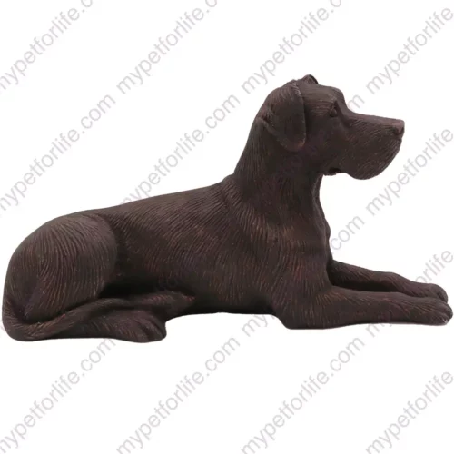 Laying Bronze Ears Down Great Dane dog figurine for memorial urn, side