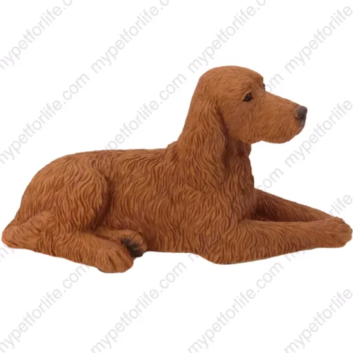 Laying Irish Setter dog figurine for memorial urn, side